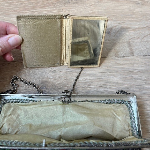 Antique Micro Beaded Purse 1900s Rose Flowers Victorian Handbag Vtg *Y17 - Picture 7 of 10